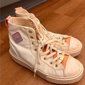 P.F. Flyers Allston High-Top Sneakers in Peaches & Cream